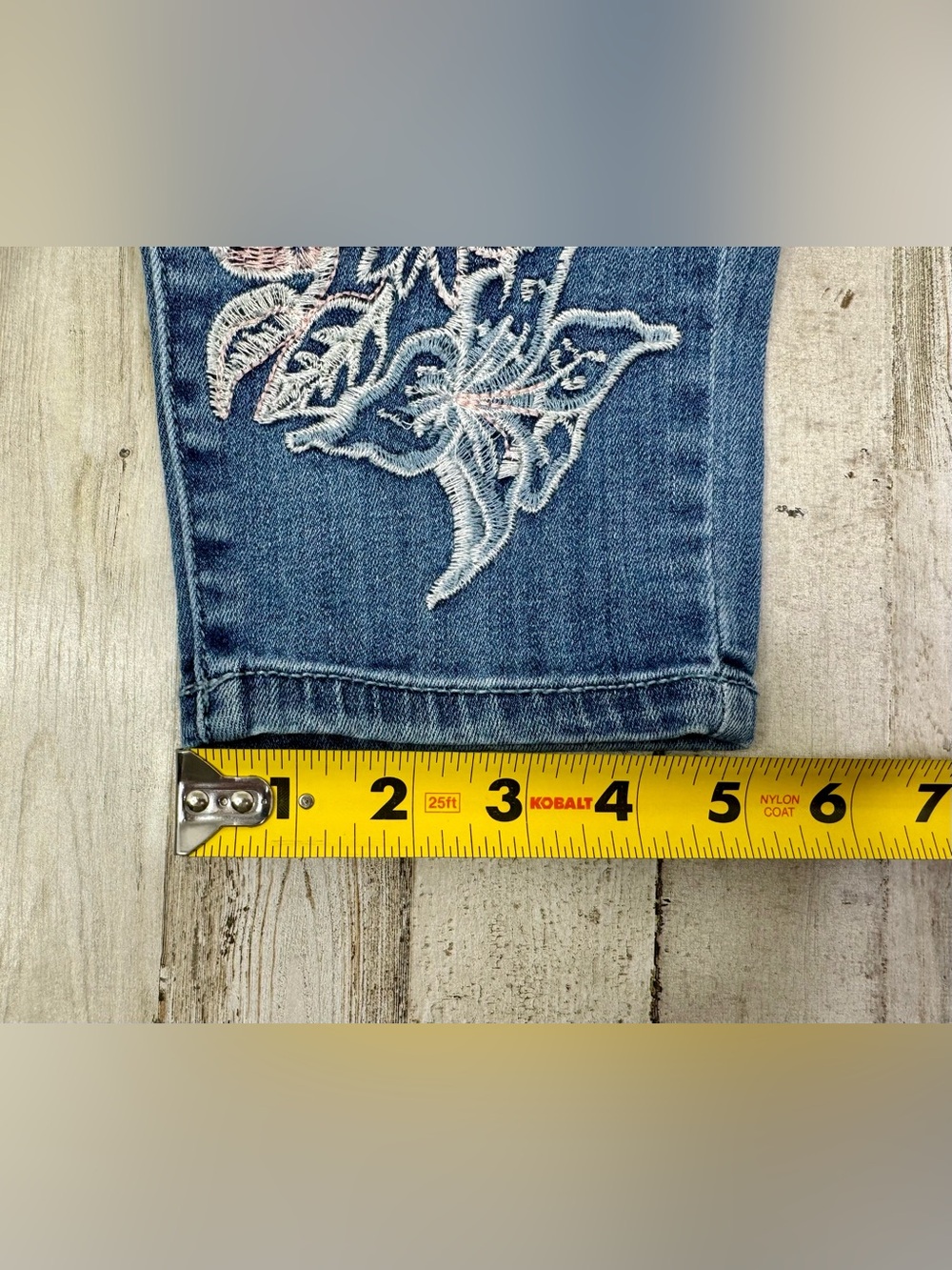 Lane Bryant Womens 14 Skinny Leg Jeans Blue Wash High Rise Flower Pattern - Picture 7 of 11